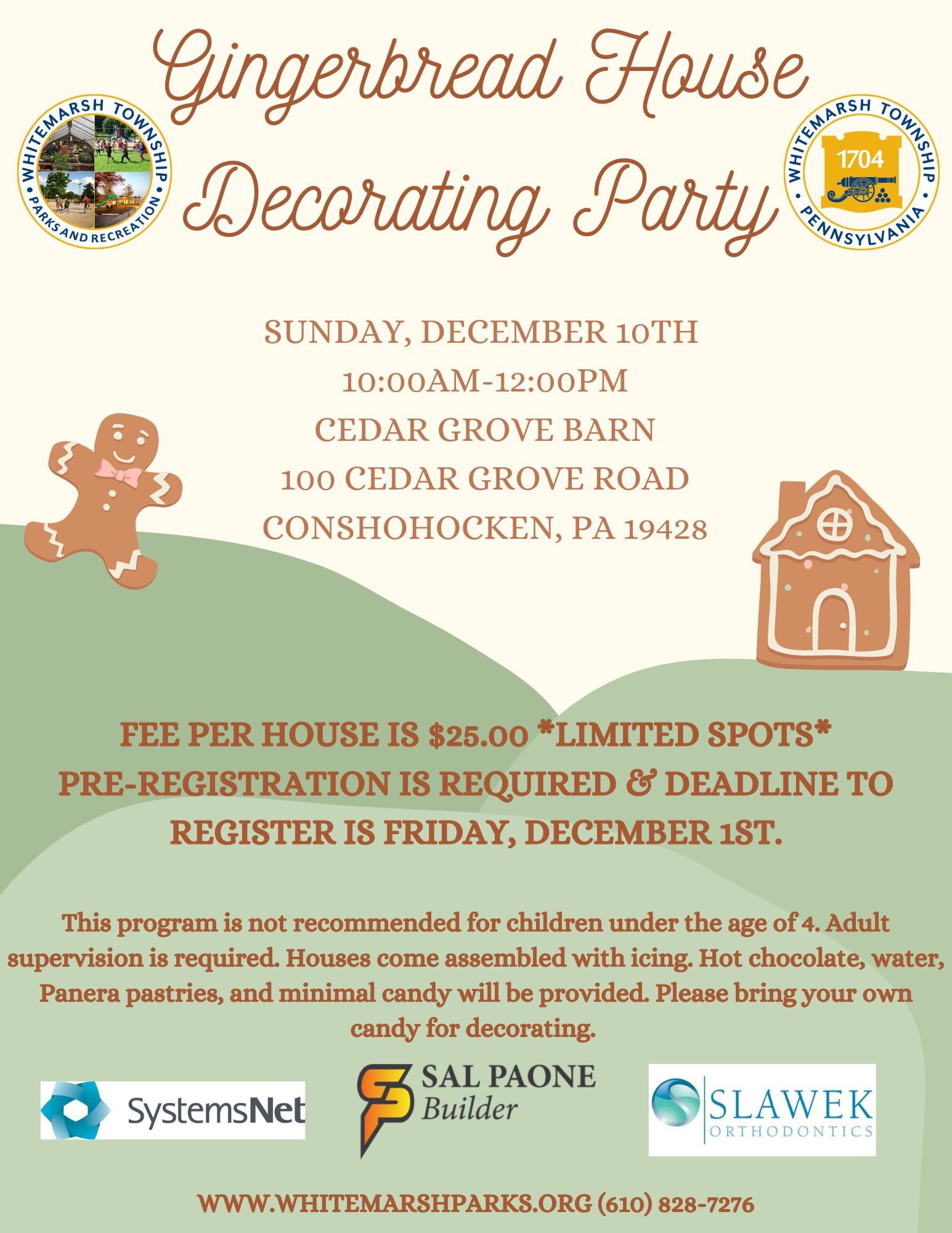 Gingerbread House Decorating Party event flyer